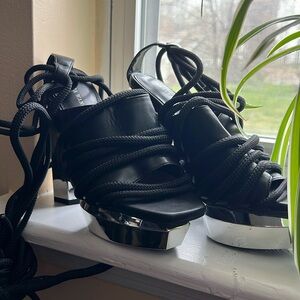 Mirrored lace up heels